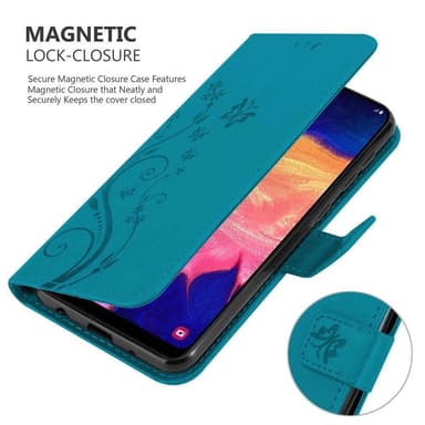 Samsung Galaxy A10 / M10 lommebokdeksel Blomster (blå)