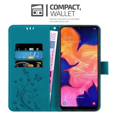 Samsung Galaxy A10 / M10 lommebokdeksel Blomster (blå)