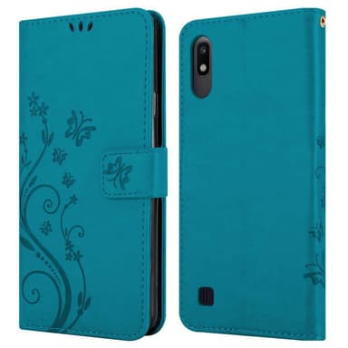 Samsung Galaxy A10 / M10 lommebokdeksel Blomster (blå)