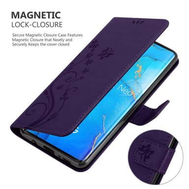 Oppo FIND X2 NEO lommebokdeksel Blomster (lilla)