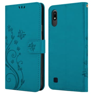 Samsung Galaxy A10 / M10 lommebokdeksel Blomster (blå)