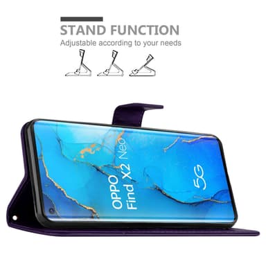 Oppo FIND X2 NEO lommebokdeksel Blomster (lilla)
