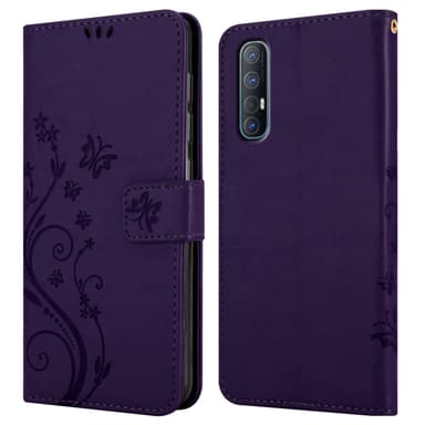 Oppo FIND X2 NEO lommebokdeksel Blomster (lilla)
