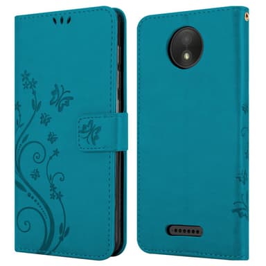Motorola MOTO C PLUS lommebokdeksel Blomster (blå)