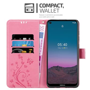 Nokia 5.4 lommebokdeksel Blomster (rosa)