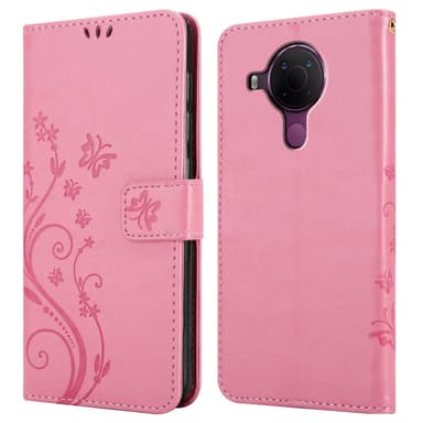 Nokia 5.4 lommebokdeksel Blomster (rosa)