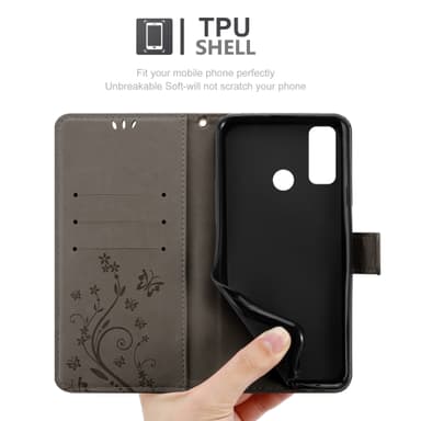 Huawei P SMART 2020 lommebokdeksel Blomster (grå)
