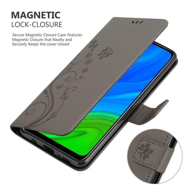 Huawei P SMART 2020 lommebokdeksel Blomster (grå)