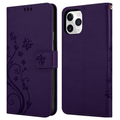iPhone 11 PRO lommebokdeksel Blomster (lilla)