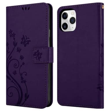 iPhone 11 PRO lommebokdeksel Blomster (lilla)
