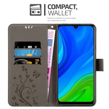 Huawei P SMART 2020 lommebokdeksel Blomster (grå)
