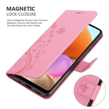 Samsung Galaxy A32 4G lommebokdeksel Blomster (rosa)
