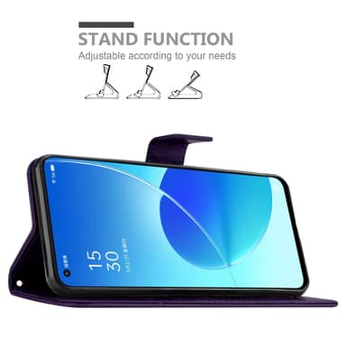 Oppo Reno6 5G lommebokdeksel Blomster (lilla)