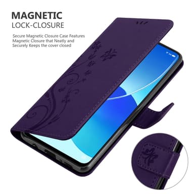Oppo Reno6 5G lommebokdeksel Blomster (lilla)