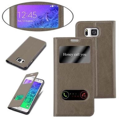 Samsung Galaxy ALPHA lommebokdeksel cover (brun)