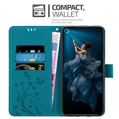 Honor 20 PRO lommebokdeksel Blomster (blå)