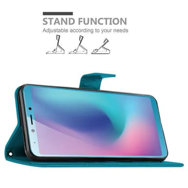 Samsung Galaxy A6s lommebokdeksel Blomster (blå)