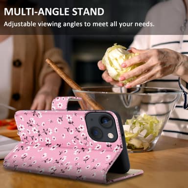 iPhone 13 MINI lommebokdeksel etui (rosa)