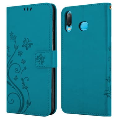 Samsung Galaxy A6s lommebokdeksel Blomster (blå)