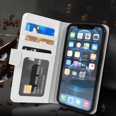 iPhone 13 PRO MAX lommebokdeksel case (hvit)