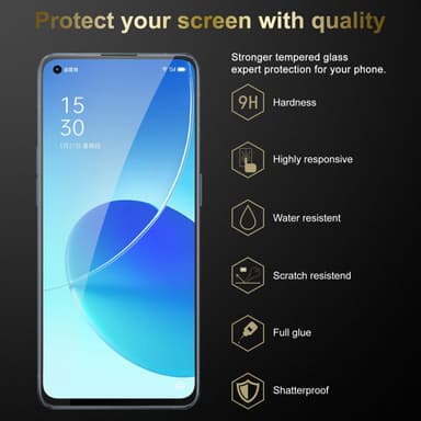 Oppo Reno6 5G Skjermbeskytter Skärmskydd (svart)