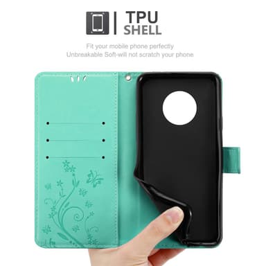 Motorola MOTO G6 PLUS lommebokdeksel Blomster (turkis)
