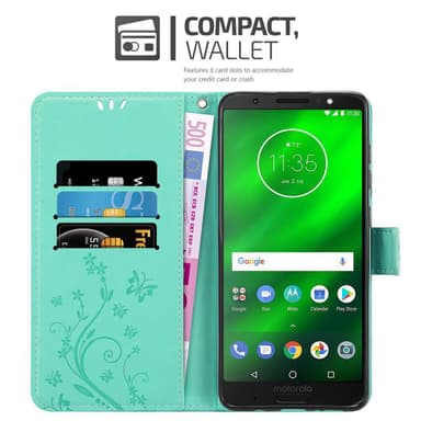 Motorola MOTO G6 PLUS lommebokdeksel Blomster (turkis)