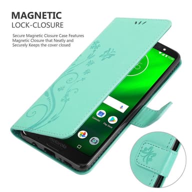 Motorola MOTO G6 PLUS lommebokdeksel Blomster (turkis)