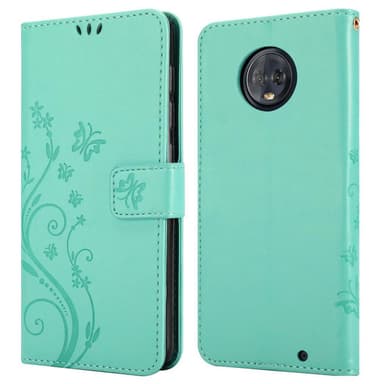 Motorola MOTO G6 PLUS lommebokdeksel Blomster (turkis)