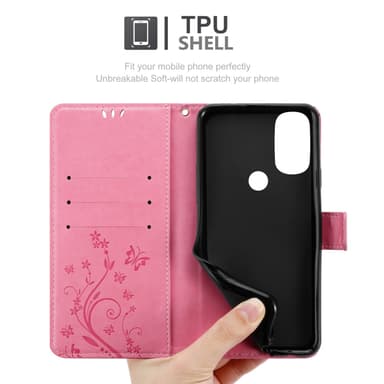 Motorola MOTO G71 5G lommebokdeksel Blomster (rosa)