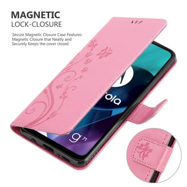 Motorola MOTO G71 5G lommebokdeksel Blomster (rosa)