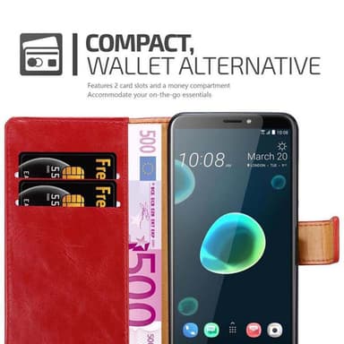 HTC Desire 12 PLUS lommebokdeksel etui (rød)