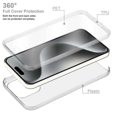 iPhone 15 PRO MAX Deksel 360 Case Cover (Gjennomsiktig)