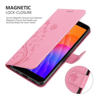 Honor 9S / Huawei Y5P lommebokdeksel Blomster (rosa)