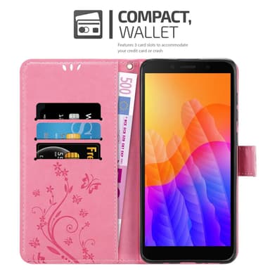 Honor 9S / Huawei Y5P lommebokdeksel Blomster (rosa)