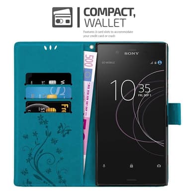 Sony Xperia XZ1 lommebokdeksel Blomster (blå)