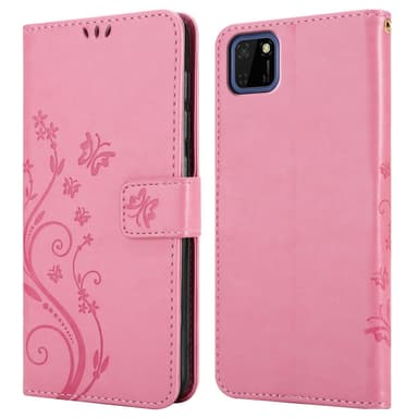 Honor 9S / Huawei Y5P lommebokdeksel Blomster (rosa)