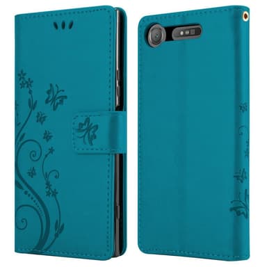 Sony Xperia XZ1 lommebokdeksel Blomster (blå)