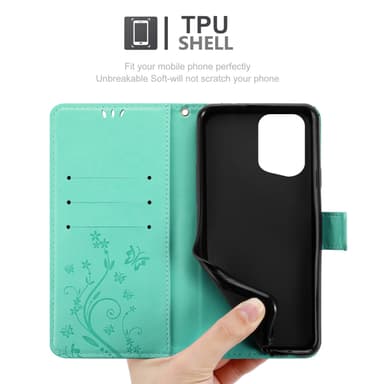Oppo FIND X5 PRO lommebokdeksel Blomster (turkis)