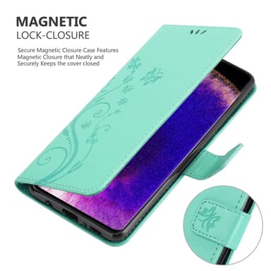 Oppo FIND X5 PRO lommebokdeksel Blomster (turkis)