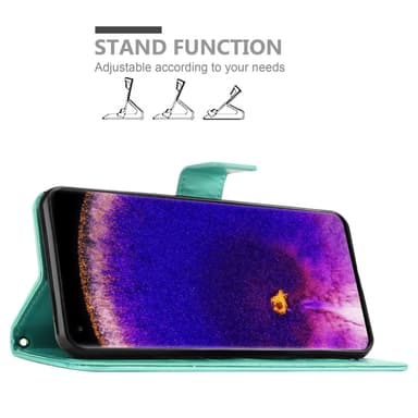 Oppo FIND X5 PRO lommebokdeksel Blomster (turkis)