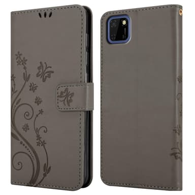 Honor 9S / Huawei Y5P lommebokdeksel Blomster (grå)