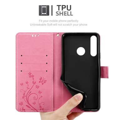 Huawei NOVA 4 lommebokdeksel Blomster (rosa)