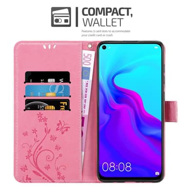 Huawei NOVA 4 lommebokdeksel Blomster (rosa)