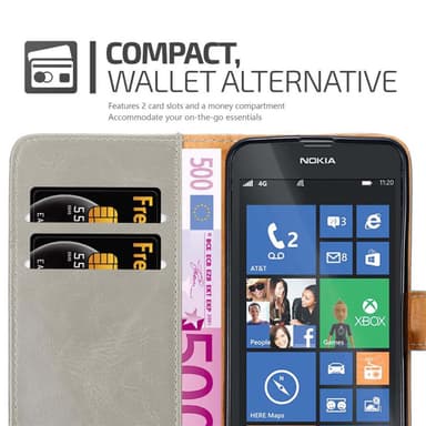 Nokia Lumia 520 / 521 lommebokdeksel etui (brun)