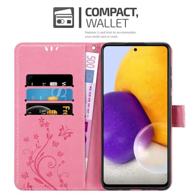 Samsung Galaxy A73 5G lommebokdeksel Blomster (rosa)