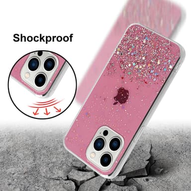 iPhone 13 PRO MAX Silikondeksel Glitter (rosa)