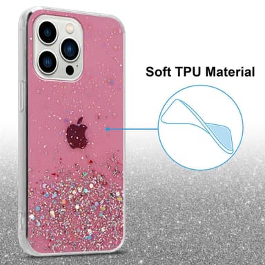 iPhone 13 PRO MAX Silikondeksel Glitter (rosa)