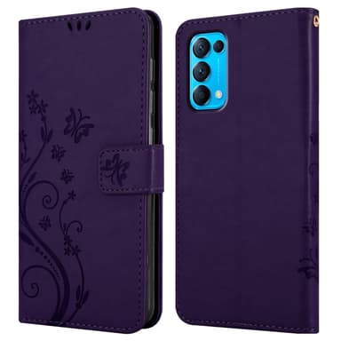 Oppo FIND X3 LITE lommebokdeksel Blomster (lilla)