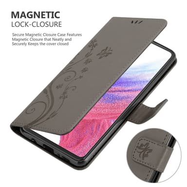 Samsung Galaxy A53 5G lommebokdeksel Blomster (grå)